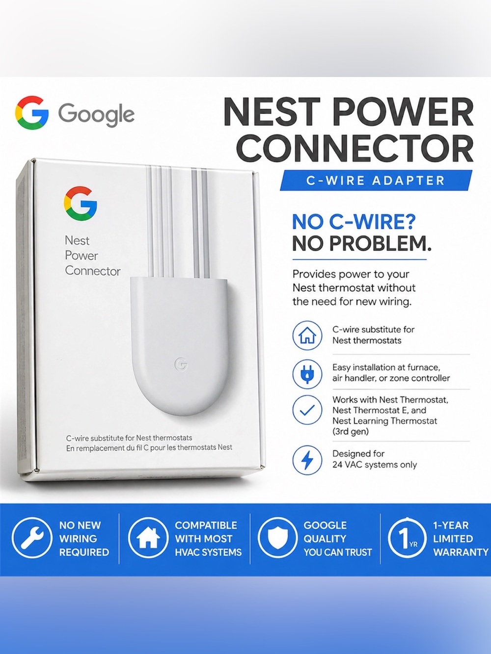 Google Nest Power Connector C Wire Adapter GA02493-US New Sealed